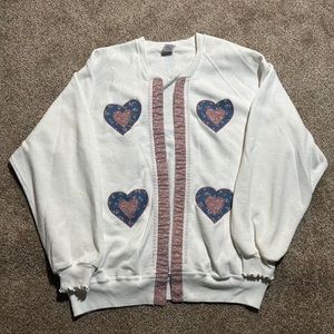 Vintage 1990s Cute Hearts love Grandma Style Cardigan Sweatshirt
